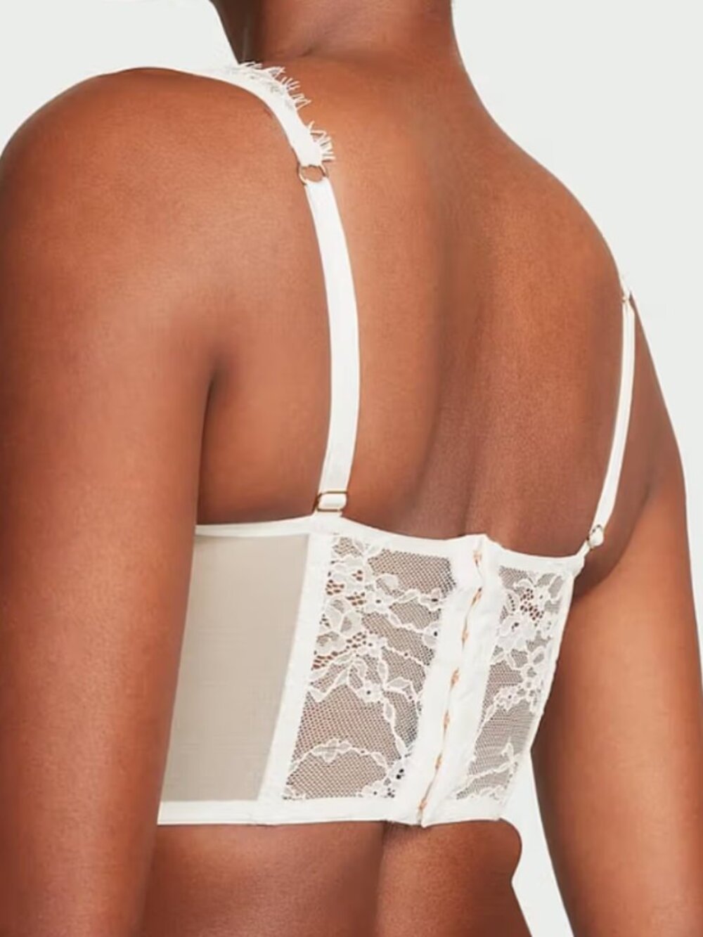 New Victoria's Secret Dream Angels White Lace Embroidered Corset Bralette Top - Picture 4 of 4